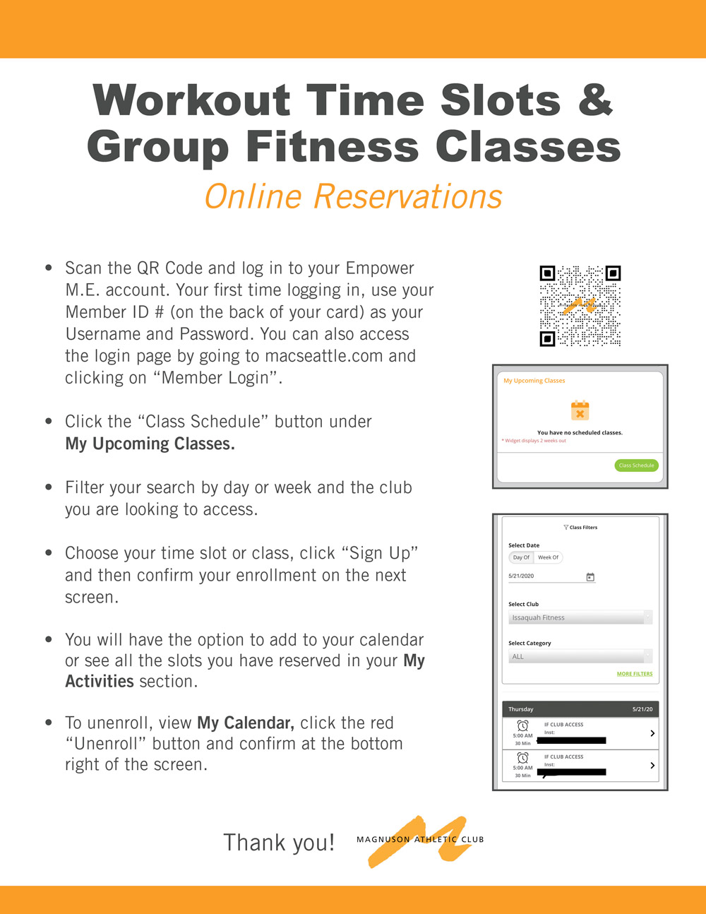 How to reserve a workout time slot or group fitness class online